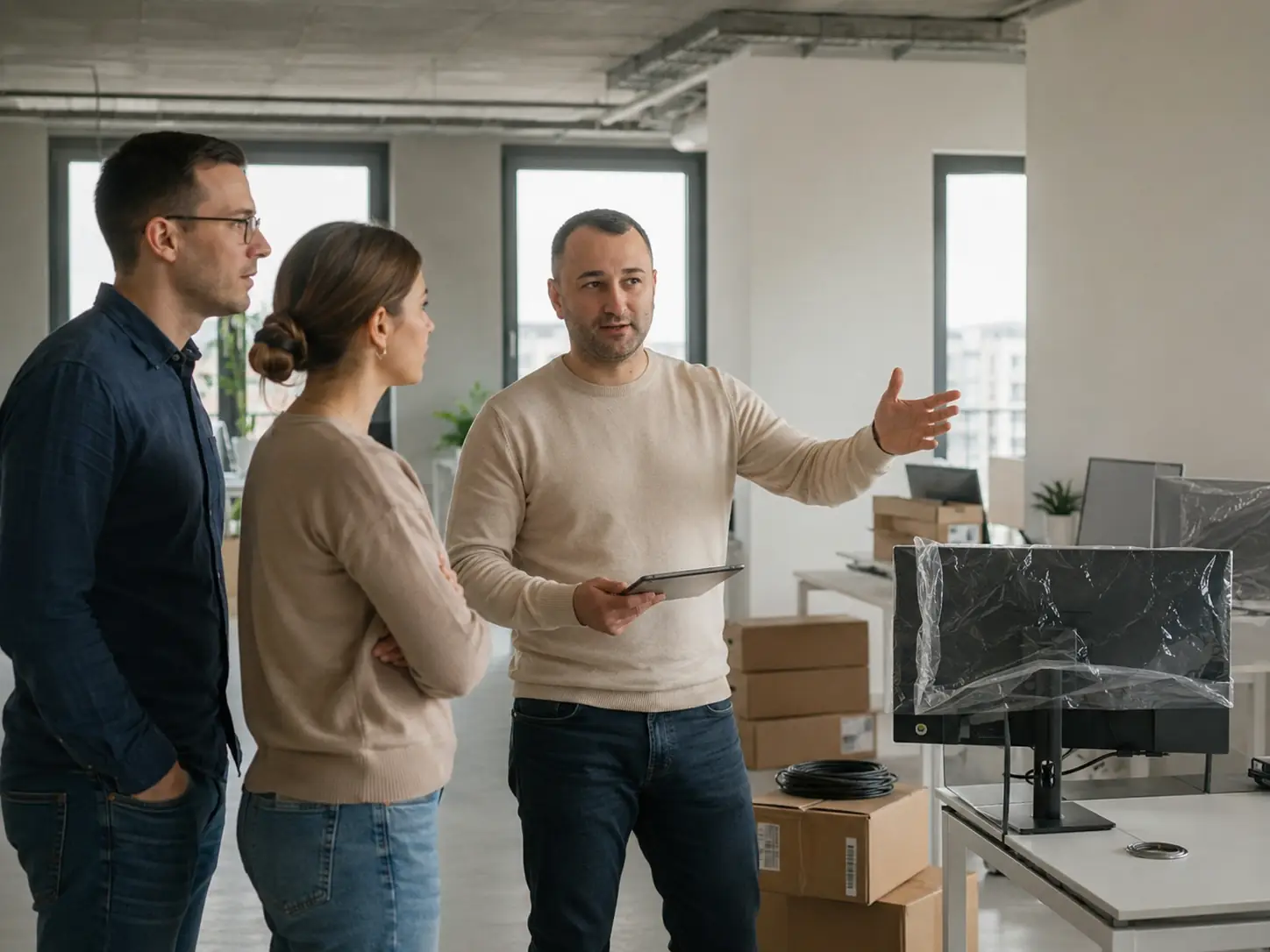 Besprechung zur IT-Ausstattung in einem Büro